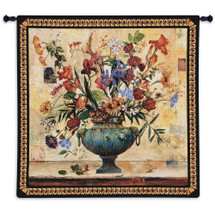 Radiance by Jennie Tomao-Bragg | Woven Tapestry Wall Art Hanging | Contemporary Radient Floral Vase Centerpiece | 100% Cotton USA Size 53x53 Wall Tapestry