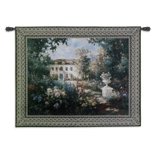 Aix en Provence by Vail Oxley | Woven Tapestry Wall Art Hanging | Vibrant Floral Garden at Luxorius French Villa | 100% Cotton USA Size 68x53 Wall Tapestry
