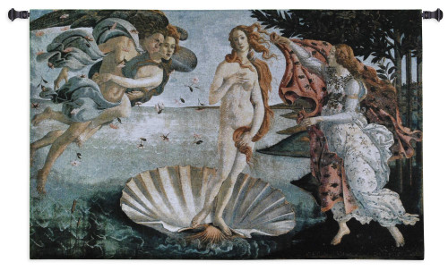 Birth of Venus (Nascita di Venere) by Sandro Botticelli | Woven Tapestry Wall Art Hanging | Roman Mythology Renaissance Masterpiece | 100% Cotton USA Size 53x34 Wall Tapestry