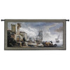 Evening Anticipation | Woven Tapestry Wall Art Hanging | Historic European Harbor with Dock Workers | 100% Cotton USA Size 53x26 Wall Tapestry