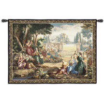 Romantic Pastoral Scene | Woven Tapestry Wall Art Hanging | Musical Renaissance Scene in the Woods | 100% Cotton USA Size 71x53 Wall Tapestry