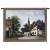Cobblestone Way by Riccardo Bianchi | Woven Tapestry Wall Art Hanging | Classic European Village Street Scene | 100% Cotton USA Size 53x40 Wall Tapestry