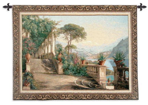 Lodge at Lake Como by Carl Frederik Aagaard | Woven Tapestry Wall Art Hanging | Italian Landscape Lakeside Scenery | 100% Cotton USA Size 53x36 Wall Tapestry