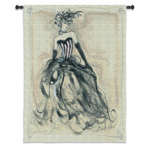 Pretty in Pink | Woven Tapestry Wall Art Hanging | Glamorous Showgirl in Bonnet Charcoal Etching | 100% Cotton USA Size 53x43 Wall Tapestry