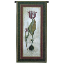 Tulipa Violoncello III | Woven Tapestry Wall Art Hanging | Antique Blooming Flower Study | 100% Cotton USA Size 53x27 Wall Tapestry