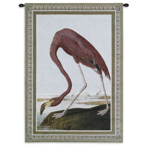 American Flamingo | Woven Tapestry Wall Art Hanging | Minimalist Bird Searching for Food | 100% Cotton USA Size 36x27 Wall Tapestry