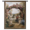 Arch | Woven Tapestry Wall Art Hanging | Lush Seaside Floral Courtyard | 100% Cotton USA Size 53x42 Wall Tapestry