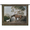 Bay Horse and White Dog by George Stubbs | Woven Tapestry Wall Art Hanging | Rich Earth Equestrian Scene | 100% Cotton USA Size 53x41 Wall Tapestry