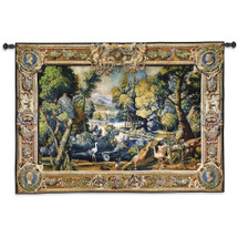 15th Century Landscape | Woven Tapestry Wall Art Hanging | Abundant Medieval Forest with Animals | 100% Cotton USA Size 71x53 Wall Tapestry