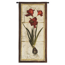 Red Tulip Study II | Woven Tapestry Wall Art Hanging | Crimson Tulip Plant on Aged Natural Background | 100% Cotton USA Size 55x26 Wall Tapestry
