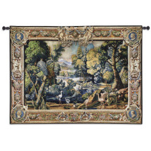 15th Century Landscape Wool and Cotton | Woven Tapestry Wall Art Hanging | Abundant Medieval Forest with Animals | 100% Cotton USA Size 71x53 Wall Tapestry