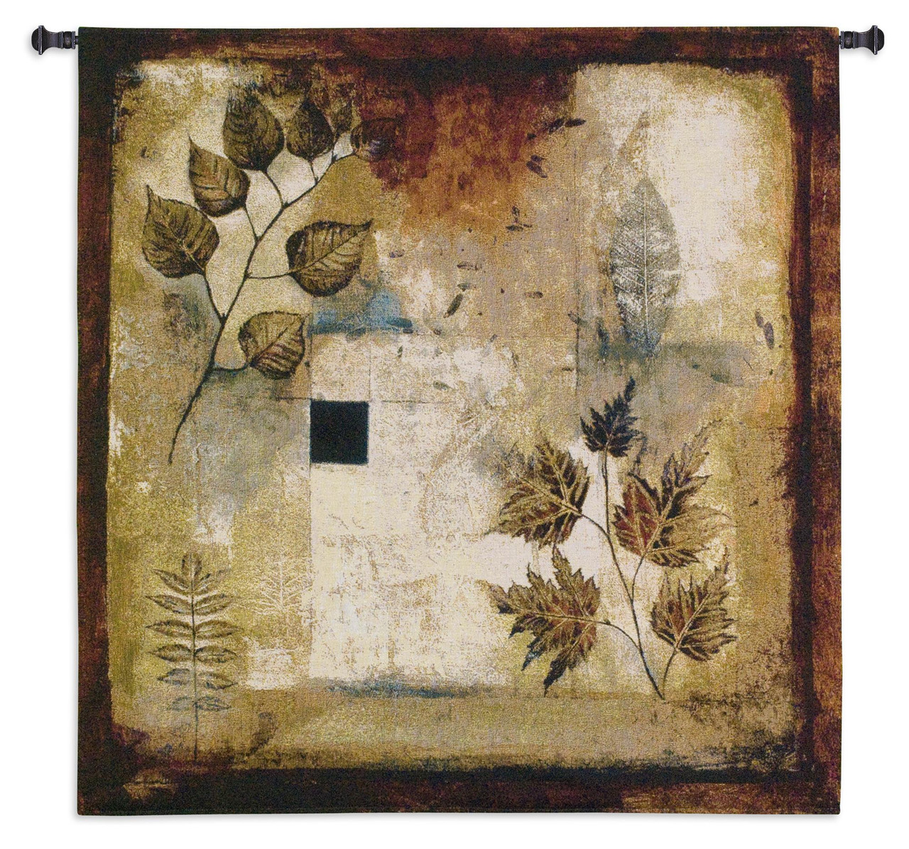 Ephemeral Creation by Jae Dougal Woven Tapestry Wall Art Hanging Russet  Earth Toned Contemporary Leaf Pattern 100% Cotton USA Size 35x35