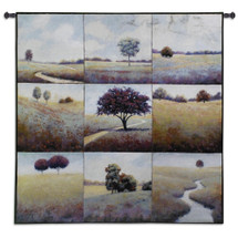 Tranquil Fields by James Wiens | Woven Tapestry Wall Art Hanging | Contemporary Impressionist Landscapes Panel Artwork | 100% Cotton USA Size 52x52 Wall Tapestry