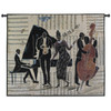 Jam Session II by Tat Vila | Woven Tapestry Wall Art Hanging | Stylized Jazz Quartet on Sheet Music Background | 100% Cotton USA Size 52x43 Wall Tapestry