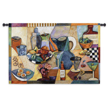 Drinks by Jennifer Bonaventura | Woven Tapestry Wall Art Hanging | Abstract Textured Beverage Collage | 100% Cotton USA Size 53x53 Wall Tapestry