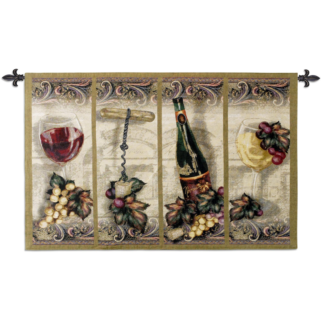 Nouveau Wine Woven Tapestry Wall Art Hanging Scrolled Panel Wine  Artwork – Great for Wine Cellar 100% Cotton USA Size 53x35