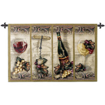 Nouveau Wine | Woven Tapestry Wall Art Hanging | Scrolled Panel Wine Artwork – Great for Wine Cellar | 100% Cotton USA Size 53x35 Wall Tapestry