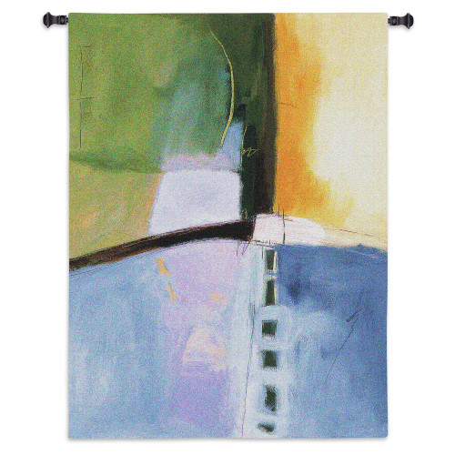 Linear Motion II by Mary Beth Thorngren | Woven Tapestry Wall Art Hanging | Colorful Abstract Watercolor Effect Artwork | 100% Cotton USA Size 53x38 Wall Tapestry