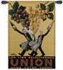 Union by Robys | Woven Tapestry Wall Art Hanging | Vintage French Wine Poster Advertisement | 100% Cotton USA Size 53x37 Wall Tapestry