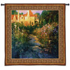 Garden Walk at Sunset by Philip Craig | Woven Tapestry Wall Art Hanging | European Villa Floral Garden Landscape | 100% Cotton USA Size 55x52 Wall Tapestry