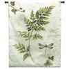 Ivies and Ferns III by Lisa Audit | Woven Tapestry Wall Art Hanging | Contemporary Fern and Dragonflies on Cursive Parchment | 100% Cotton USA Size 52x40.5 Wall Tapestry