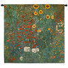 Farm Garden with Sunflowers by Gustav Klimt | Woven Tapestry Wall Art Hanging | Nature Mixed Sunflowers | 100% Cotton USA Size 30x30 Wall Tapestry