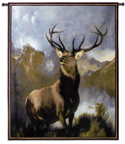 Monarch of the Glen by Sir Edwin Landseer | Woven Tapestry Wall Art Hanging | Majestic Deer Wildlife Lodge Artwork | 100% Cotton USA Size 53x42 Wall Tapestry
