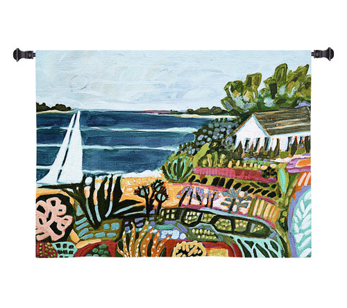 Nautical Whimsy II by Karen Fields | Woven Tapestry Wall Art Hanging | Abstract Coastal Home with Beautiful Vivid Garden | 100% Cotton USA Size 52x38 Wall Tapestry