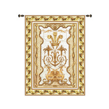 Sovereign Chablis | Woven Tapestry Wall Art Hanging | Royal Luxurious Archectural Design in Deep White and Gold | 100% Cotton USA Size 145x63 Wall Tapestry