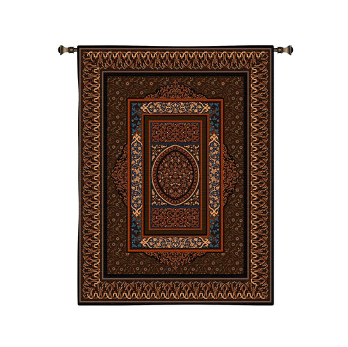 Morocco | Woven Tapestry Wall Art Hanging | Rich Earthy Classic Filigree Pattern Design | 100% Cotton USA Size 107x63 Wall Tapestry