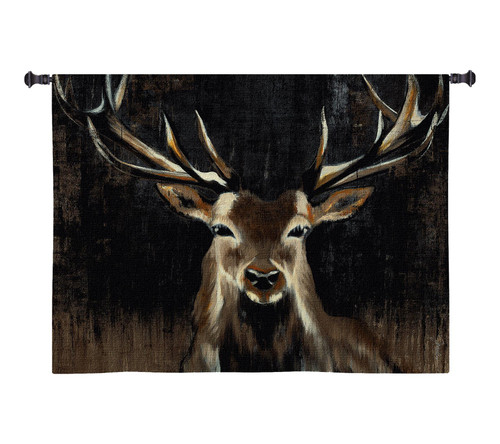 Young Buck | Woven Tapestry Wall Art Hanging | Wildlife Painting with Earth Tones | 100% Cotton USA Size 35x35 Wall Tapestry