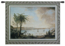 View of Naples by Pietro Fabris | Woven Tapestry Wall Art Hanging | Lush Tropical Italian Coastal City | 100% Cotton USA Size 53x42 Wall Tapestry