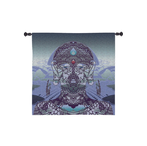Diga by Jordan De La Sierra | Woven Tapestry Wall Art Hanging | Hindu Style Tantric Mask - Hemispheric Dance in a Poly-Tantric Dome | 100% Cotton USA Size 53x53 Wall Tapestry