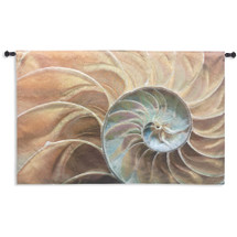 Nautilus | Woven Tapestry Wall Art Hanging | Nautical Pair of Spiraling Shells | 100% Cotton USA Size 50x33 Wall Tapestry