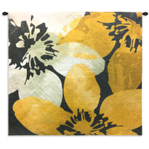 Bloomer Tile IX by James Burghardt | Woven Tapestry Wall Art Hanging | Crisp Bold Flowers in Yellow and White | 100% Cotton USA Size 30x30 Wall Tapestry