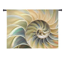 Nautilus Blue | Woven Tapestry Wall Art Hanging | Nautical Shell Fibonacci Spiral Pattern | 100% Cotton USA Size 60x40 Wall Tapestry