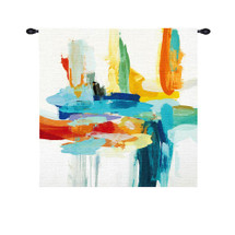 Synergy II by Randy Hibberd | Woven Tapestry Wall Art Hanging | Vibrant Abstract Paint Splotch Design | 100% Cotton USA Size 53x53 Wall Tapestry