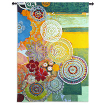 Lace Curve by Jeanne Wassenaar | Woven Tapestry Wall Art Hanging | Whimsical Candy-Colored Abstract Modern Geometric Patterns | 100% Cotton USA Size 53x50 Wall Tapestry