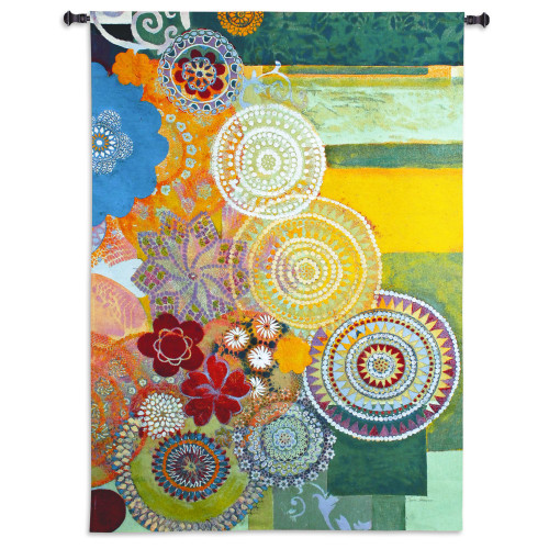 Lace Curve by Jeanne Wassenaar | Woven Tapestry Wall Art Hanging | Whimsical Candy-Colored Abstract Modern Geometric Patterns | 100% Cotton USA Size 53x50 Wall Tapestry