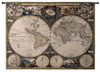 Old World Map by Frederik De Wit | Woven Tapestry Wall Art Hanging | Vintage Geographic with Antique Motifs | 100% Cotton USA Size 53x38 Wall Tapestry