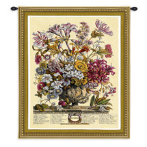 October Botanical by Robert Furber | Woven Tapestry Wall Art Hanging | Twelve Months of the Year in Flowers Horticulture Artwork | 100% Cotton USA Size 34x26 Wall Tapestry