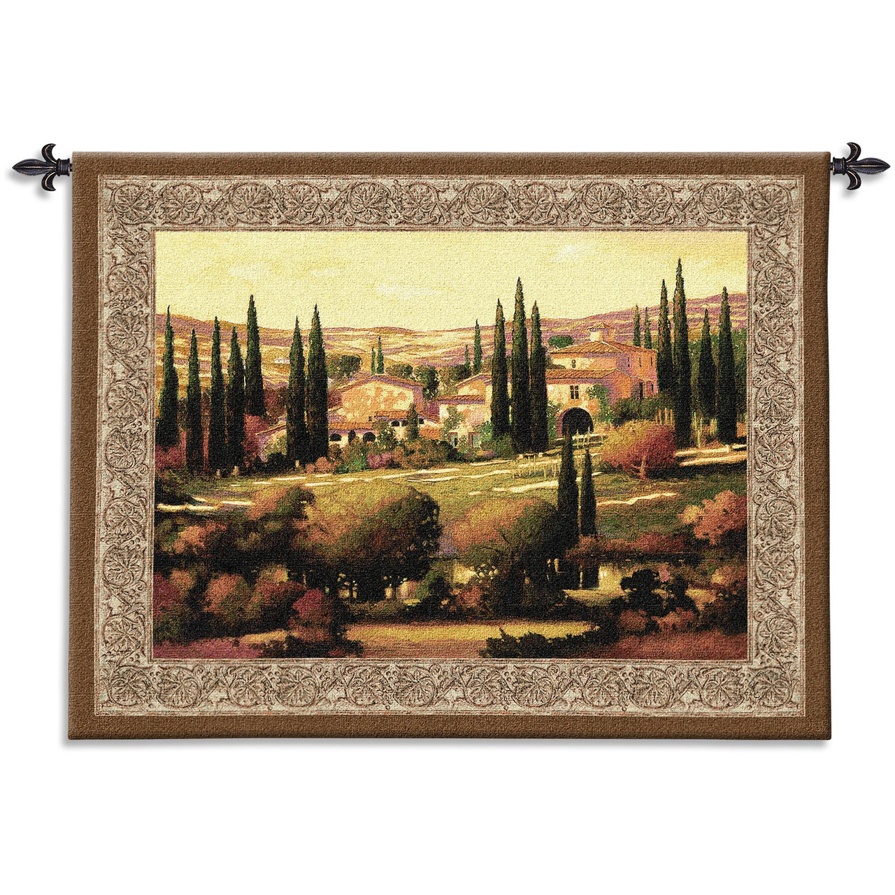 Tuscan Gold by Max Hayslette Woven Tapestry Wall Art Hanging Italian  Villa Countryside Landscape 100% Cotton USA Size 53x40
