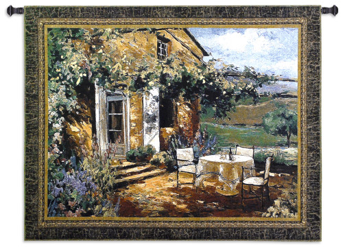 Vineyard Villa | Woven Tapestry Wall Art Hanging | Impressionist Tuscan House with Vibrant Landscape | 100% Cotton USA Size 53x40 Wall Tapestry