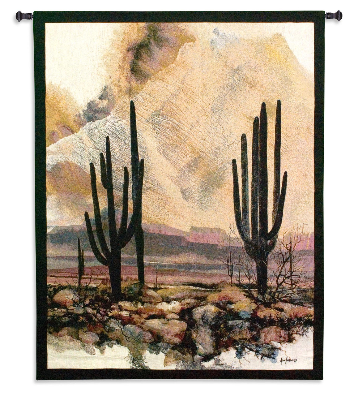 Sonoran Sentinels by Adin Shade Woven Tapestry Wall Art Hanging  Southwestern Desert Cactus with Sunset 100% Cotton USA Size 53x40