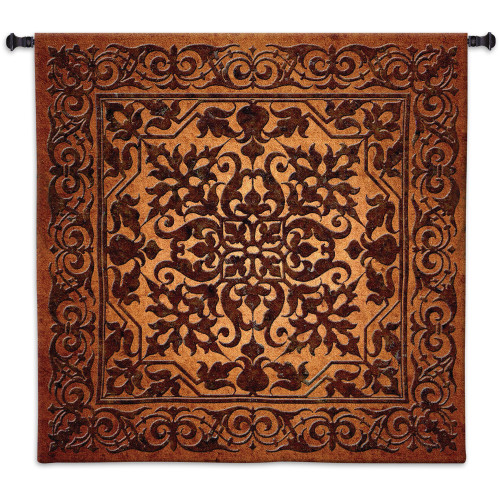Iron Work | Woven Tapestry Wall Art Hanging | Indian Hindu Filigree Motif | 100% Cotton USA Size 53x53 Wall Tapestry