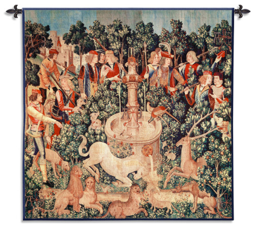 The Unicorn Is Found | Woven Wall Art Hanging | Middle Ages Historic Tapestry Reproduction | 100% Cotton USA Size 53x53 Wall Tapestry
