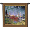 Argenteuil by Claude Monet | Woven Tapestry Wall Art Hanging | Post Impressionist Sailboats in Romantic River Basin | 100% Cotton USA Size 53x50 Wall Tapestry