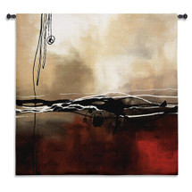 Symphony in Red and Khaki I by Laurie Maitland | Woven Tapestry Wall Art Hanging | Abstract Cloud Brushstroke Artwork | 100% Cotton USA Size 53x53 Wall Tapestry