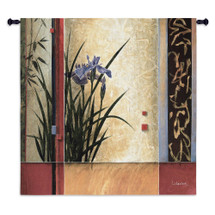 Garden Gateway by Don Li-Leger | Woven Tapestry Wall Art Hanging | Abstract Asian Fusion Iris Geometry | 100% Cotton USA Size 53x53 Wall Tapestry