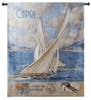 Capri | Woven Tapestry Wall Art Hanging | Vintage Italian Sea Destination Poster with Sailboats | 100% Cotton USA Size 52x41 Wall Tapestry